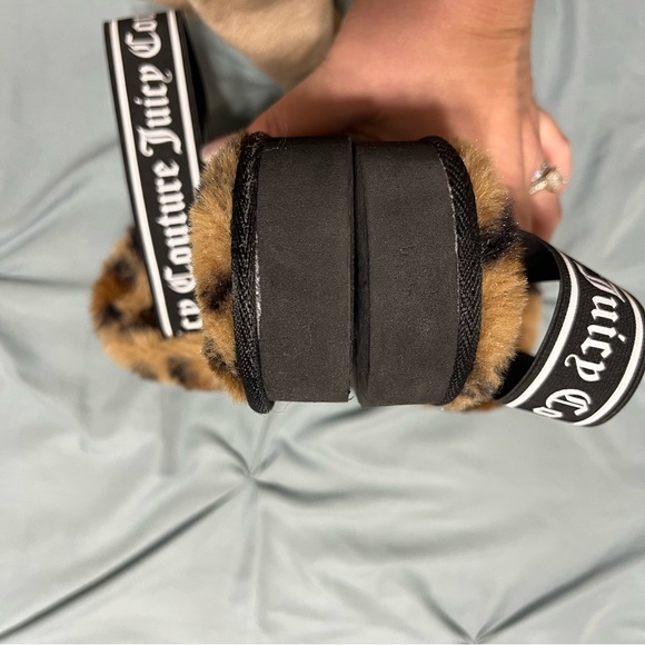 Juicy Couture Fuzzy Leopard Print Slides with Straps size 9 - Picture 5 of 14